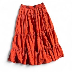 East 5th Burnt Orange Maxi Skirt Size Medium 100% Cotton Tiered Maxi Skirt Boho